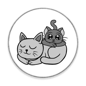 Freunde 2 Katzen aufeinander - Runder Kühlschrankmagnet - Weiß - Vorne