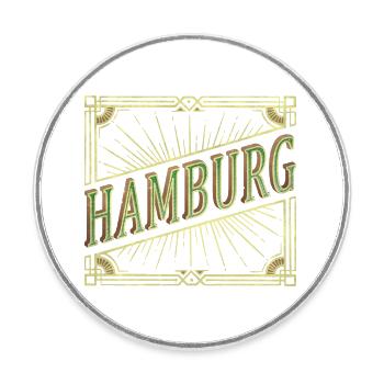 Hamburg Germany City Font Vintage Retro - Round  fridge magnet - white - Front