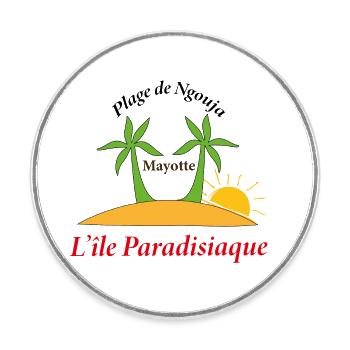 PLAGE DE NGOUJA - Magnet rond - blanc - Devant