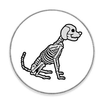 Halloween Skelett Hund Design - Runder Kühlschrankmagnet - Weiß - Vorne
