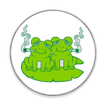 2 Kiffer Freunde Frösche - Runder Kühlschrankmagnet - Weiß - Vorne