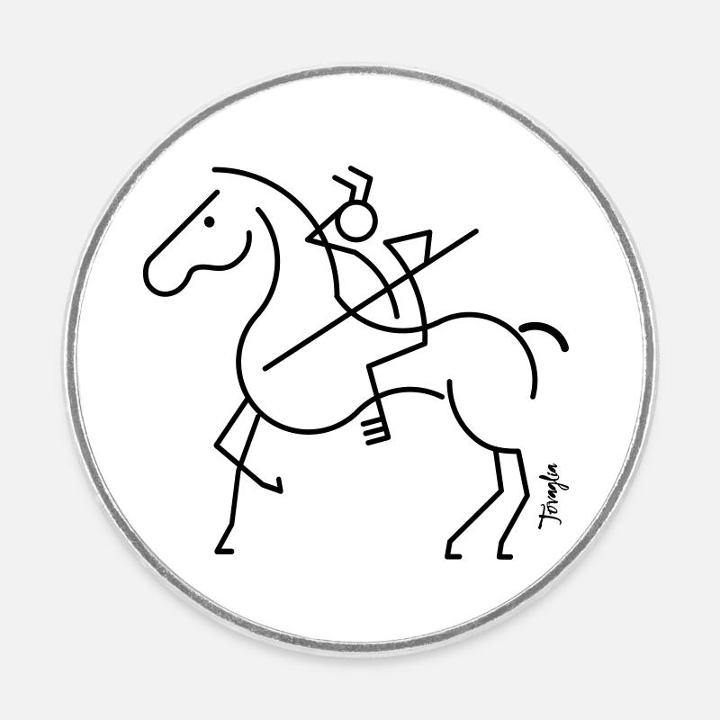 Cavalier guetteur - Magnet rond - blanc