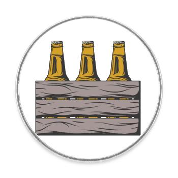 Caisse à bière - Magnet rond - blanc - Devant