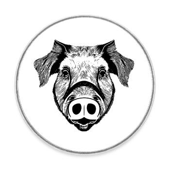porc doux porcs porcs animaux animaux 8 - Magnet rond - blanc - Devant