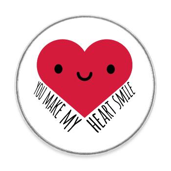 Faire sourire mon cœur - Magnet rond - blanc - Devant