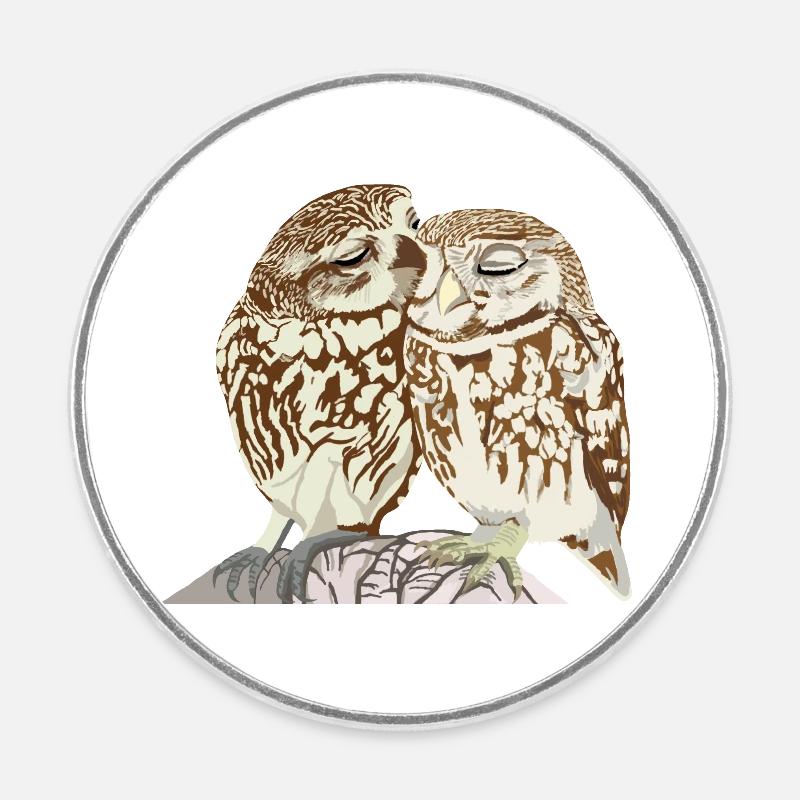 Cuddly Owls - Round  fridge magnet - white
