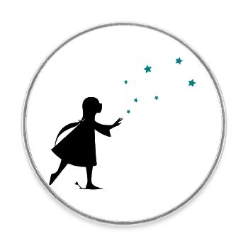 Fille et stars - Magnet rond - blanc - Devant