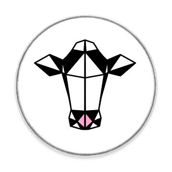 Low Poly Cow - Round  fridge magnet - white - Front