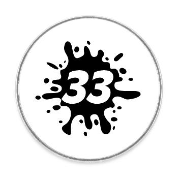 33 - Round  fridge magnet - white - Front
