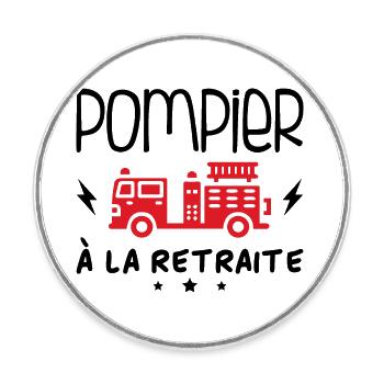 Pompier À La Retraite - Magnet rond - blanc - Devant