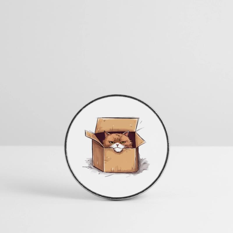Cat grumpy grumpy grumpy sits in the box Round  fridge magnet