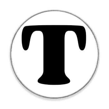 lettre t - Magnet rond - blanc - Devant