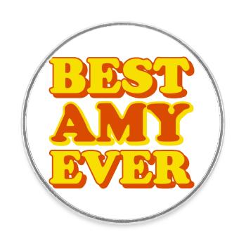 Amy First Name Funny Gift - Round  fridge magnet - white - Front