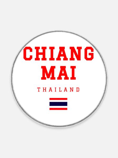 Chiang Mai Thailand - Runder Kühlschrankmagnet - Weiß
