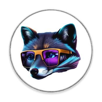 Cooler Fuchs - Runder Kühlschrankmagnet - Weiß - Vorne