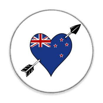 Drapeau néo-zélandais coeur amoureux - Magnet rond - blanc - Devant