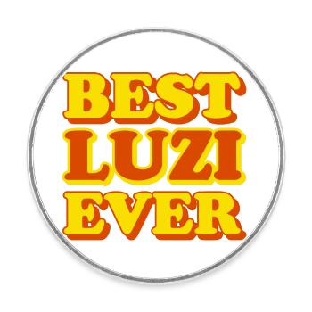 Luzi Prénom Cadeau Drôle - Magnet rond - blanc - Devant