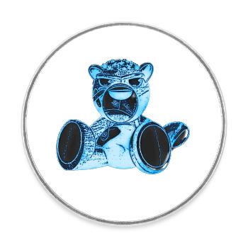 Creepy Teddy Blue - Runder Kühlschrankmagnet - Weiß - Vorne