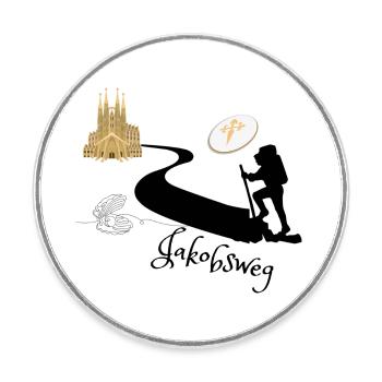 Jakobsweg nach Santiago de Compostela - Runder Kühlschrankmagnet - Weiß - Vorne