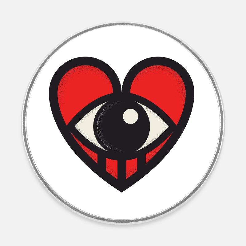 Logo coeur - Magnet rond - blanc