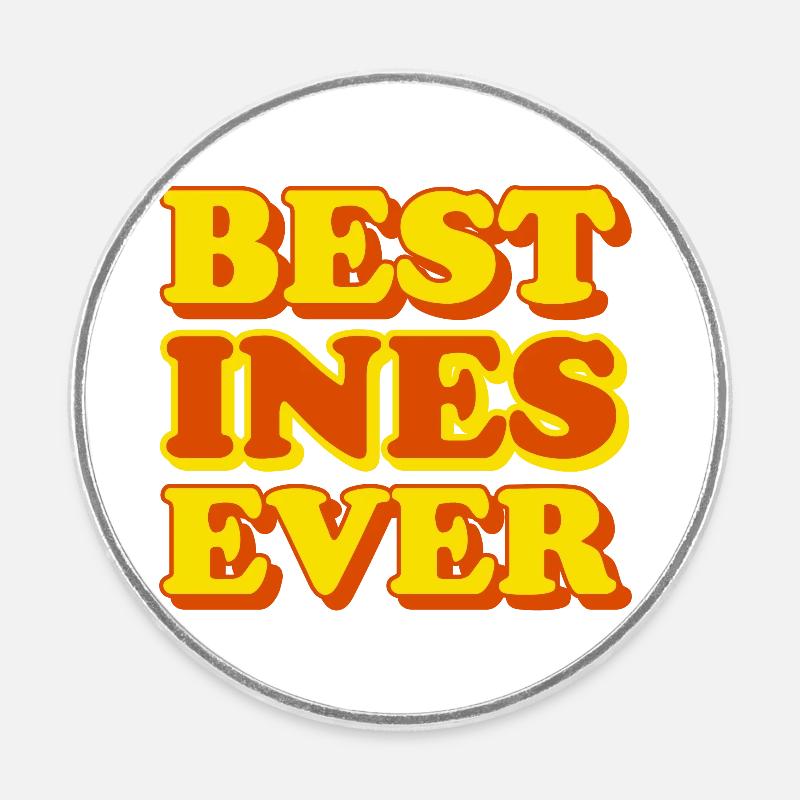 Ines Prénom Drôle Cadeau - Magnet rond - blanc