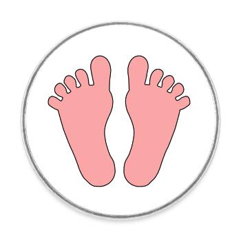 Bébé Pieds Fille Garçon - Magnet rond - blanc - Devant