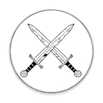 Crossed swords - ready for battle - Round  fridge magnet - white - Front