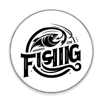 « Élégant Hooked On Fishing Tee - parfait pour l’angle - Magnet rond - blanc - Devant