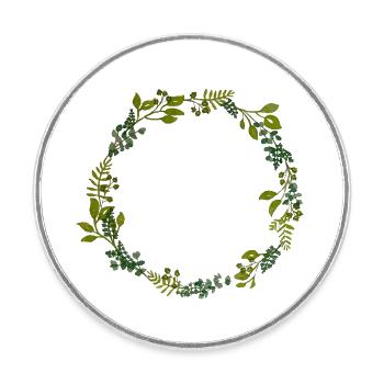 Foliage wreath - Round  fridge magnet - white - Front