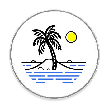 Palmen Insel - Runder Kühlschrankmagnet - Weiß - Vorne
