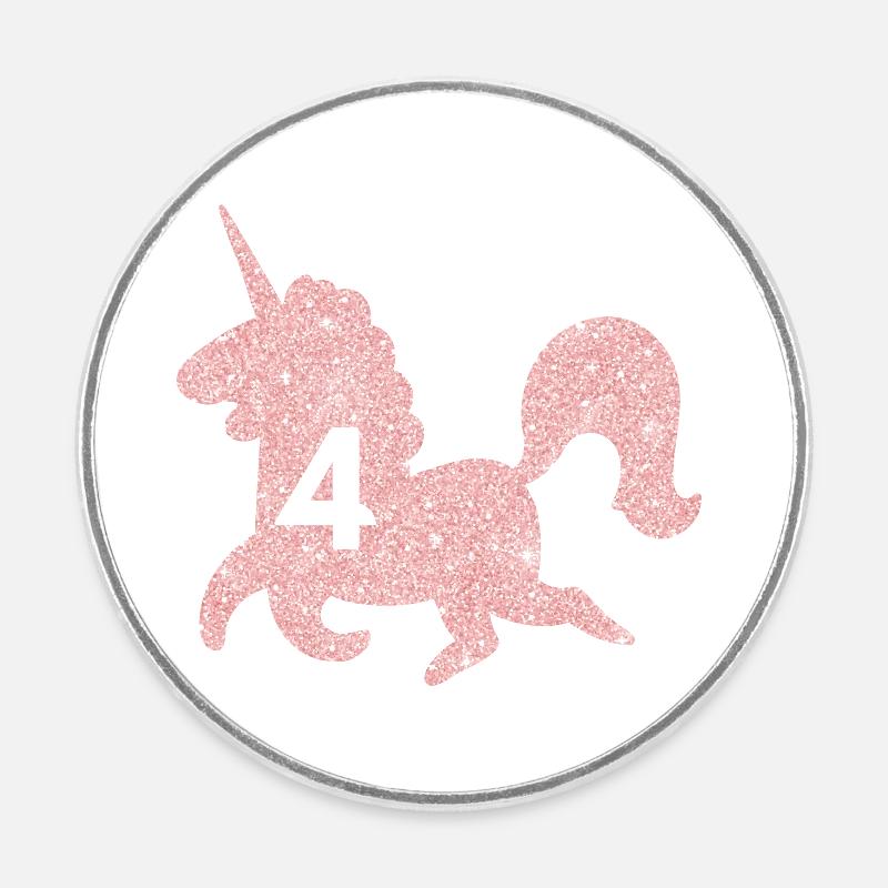 4e anniversaire licorne - Magnet rond - blanc