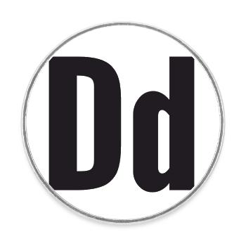 Letter D - Round  fridge magnet - white - Front