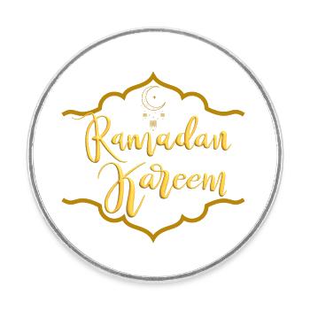 Ramadan Kareem Golden Logo - Round  fridge magnet - white - Front