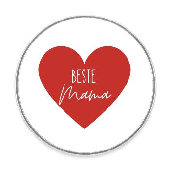 Beste Mama Herz - Runder Kühlschrankmagnet - Weiß - Vorne