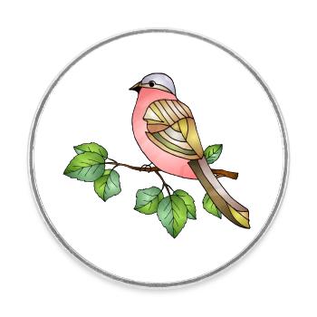 Colorful bird - Round  fridge magnet - white - Front
