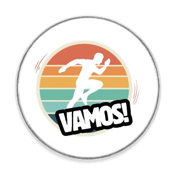 Vamos Retro Leichtathletik - Runder Kühlschrankmagnet - Weiß - Vorne
