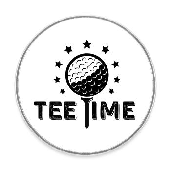 Tee Time ! - Magnet rond - blanc - Devant
