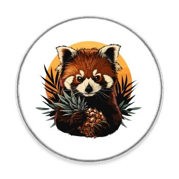 Red Panda Cat Bear Red Panda Pineapple Cool - Round  fridge magnet - white - Front