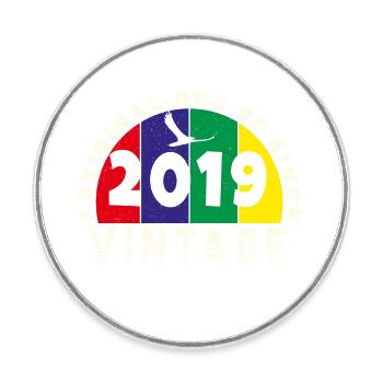 Vintage 2019 Retro - Bursdag - Magnet rond - blanc - Devant