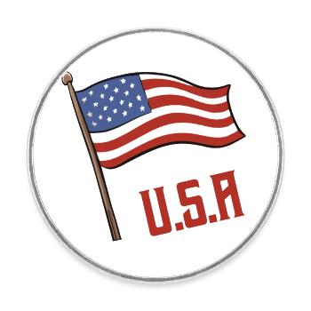 Drapeau des États-Unis - Magnet rond - blanc - Devant