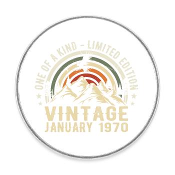 Januar 1970 Geburtstagsgeschenk - Original 55 Jahre - Runder Kühlschrankmagnet - Weiß - Vorne
