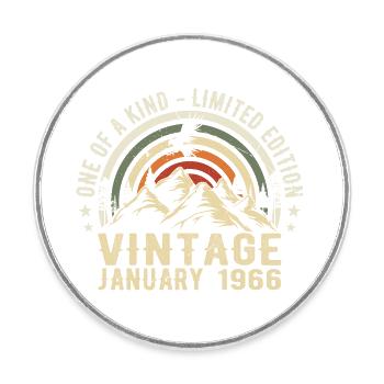 January 1966 Birthday Gift - Original 59 Years - Round  fridge magnet - white - Front