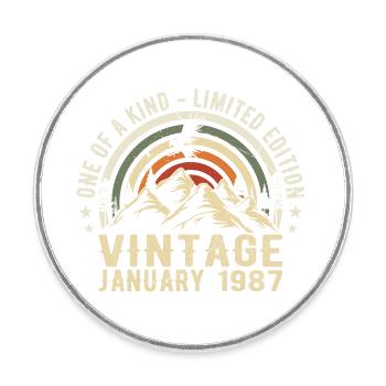 Januar 1987 Geburtstagsgeschenk - Original 38 Jahre - Runder Kühlschrankmagnet - Weiß - Vorne