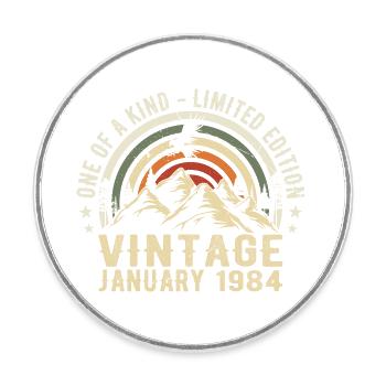 January 1984 Birthday Gift - Original 41 Years - Round  fridge magnet - white - Front