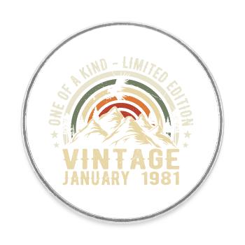 Januar 1981 Geburtstagsgeschenk - Original 44 Jahre - Runder Kühlschrankmagnet - Weiß - Vorne