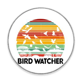 Bird Watcher Birds Birdwatching Birdwatcher Birder - Round  fridge magnet - white - Front