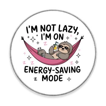Lazy Sloth Économie d’énergie - Magnet rond - blanc - Devant