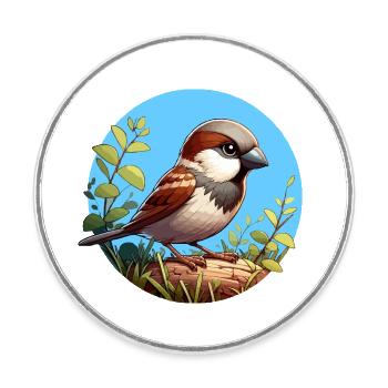 Spatz auf einem Ast - Runder Kühlschrankmagnet - Weiß - Vorne