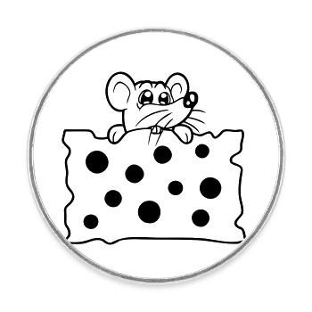 La souris mange d’énormes trous faim de fromage manger délicieux - Magnet rond - blanc - Devant