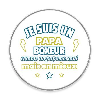 Papa BOXEUR cadeau fête des pères,Boxe,Sport,Drôle - Magnet rond - blanc - Devant